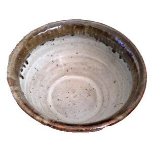 Brown Drip Glaze Pottery Serving Mixing Bowl 9” Across 5 "High, SIGNED by Artist